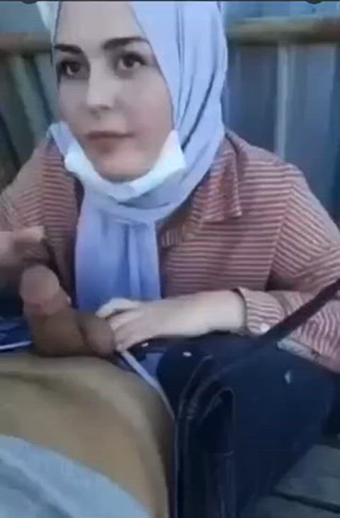 blowjob hijab outdoor clip