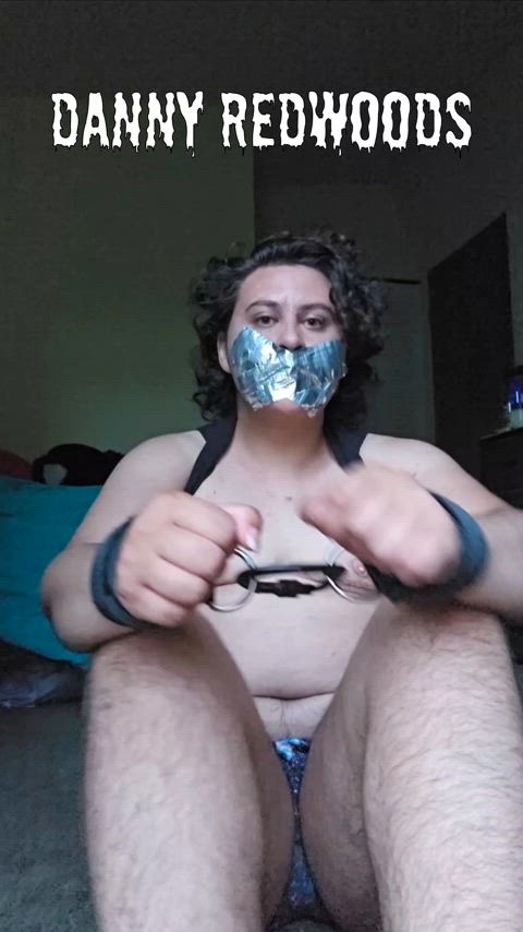 bondage gag gagged handcuffed trans trans boy trans man transexual transgender wink