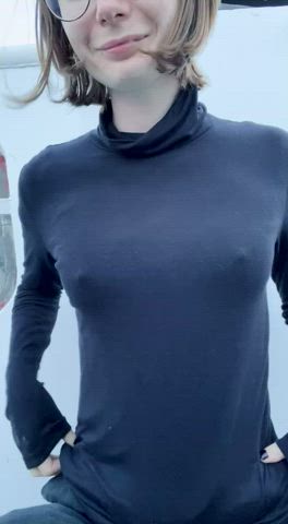 Flashing my tiny tits in the wind [gif]