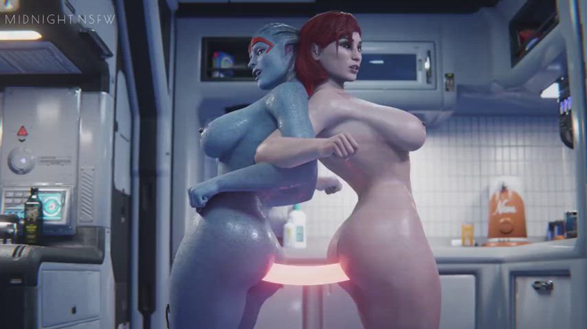 3d animation big ass big tits dildo lesbians rule34 sideboob thick thighs clip