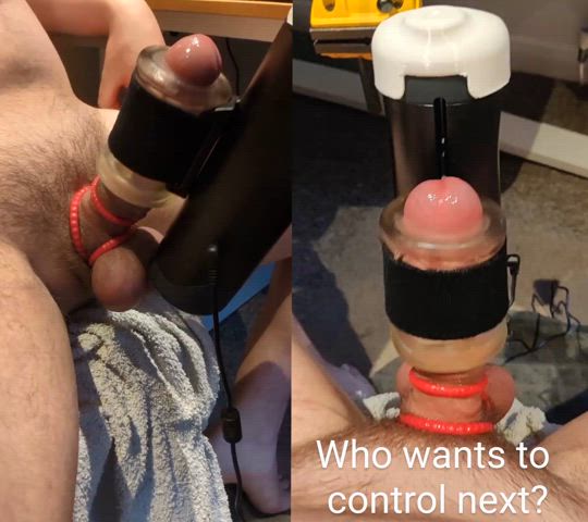 (26) Redditor milking my cock using remote controlled fleshlight while watching -