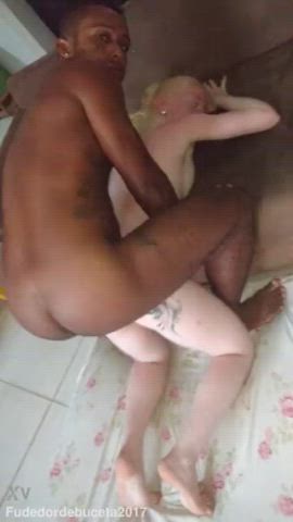 blonde cute interracial clip