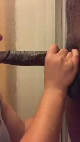 amateur bbc big dick blowjob deepthroat gagging interracial sucking clip