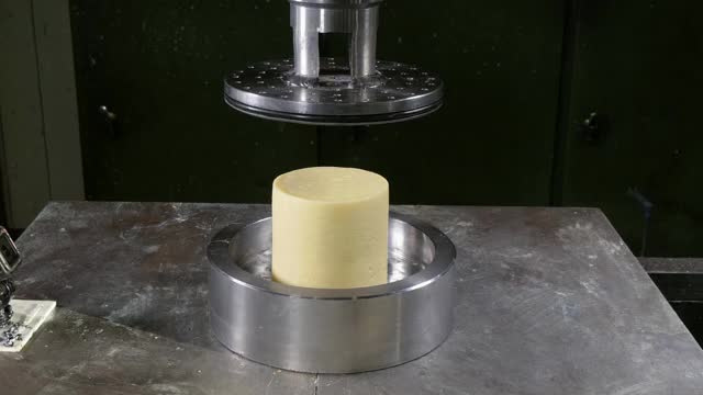 Pressing Cheese Through Small Holes with Hydraulic Press | in 4K