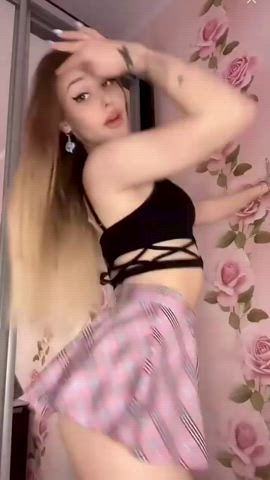 Hot dancing blonde on skirt