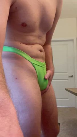 Neon speedo cock reveal. I wish one of you were pulling it out 😈