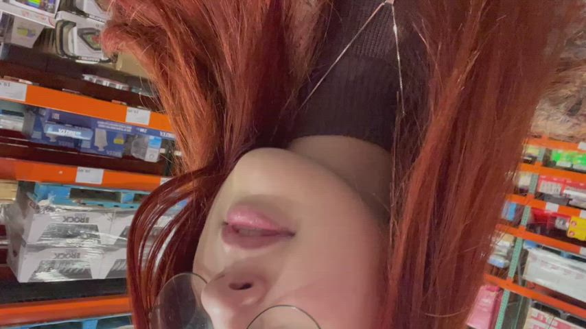 flashing glasses public redhead clip