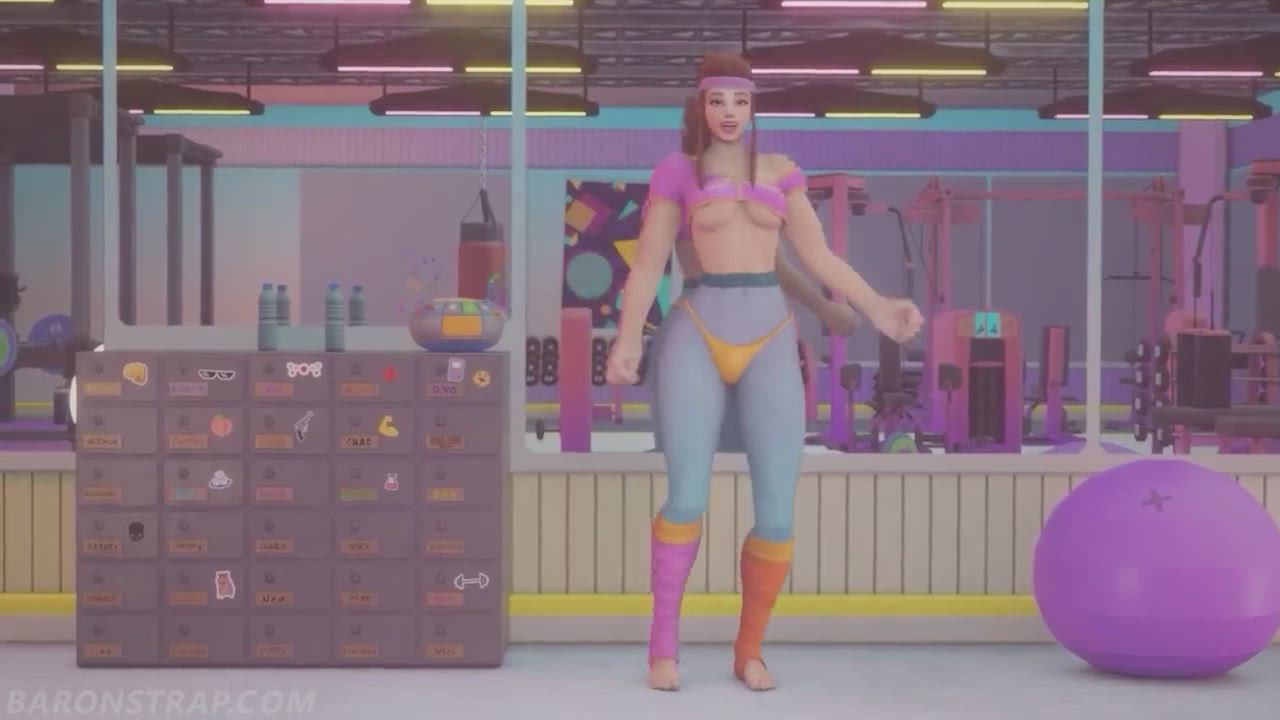 Animation Bouncing Tits Dancing Gym Jiggling Swedish Underboob Workout clip