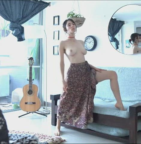 Camgirl Choker Cute Dancing Pale Sensual Skirt Webcam clip