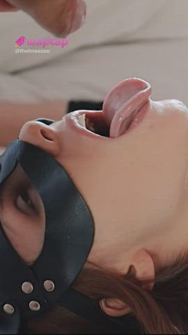 Bondage and cum all over her mouth
