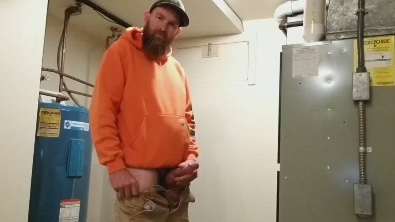 Jerking and Eating his cum in the basement
