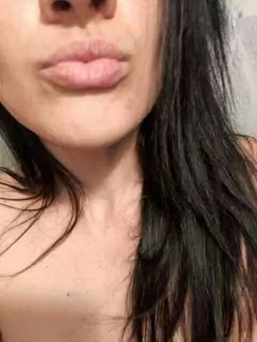 brunette lips lipstick fetish clip