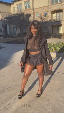 Ebony Nipples Outdoor See Through Clothing clip