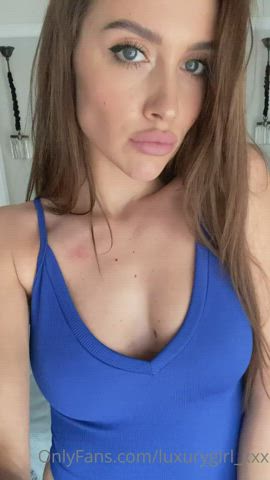 Beautiful LuxuryGirl in blue swimsuit