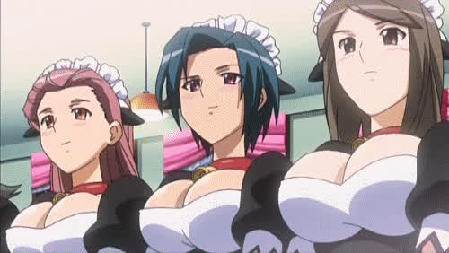 anime bouncing tits cleavage ecchi huge tits maid clip