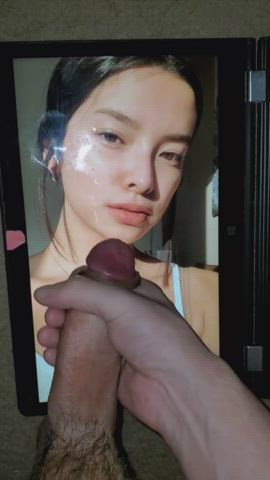 Cumpilation! 6 cumtributes on this beautiful French-Asian girl! Is she hotter covered