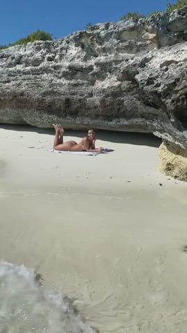 amateur ass babe beach brunette nude nudity clip