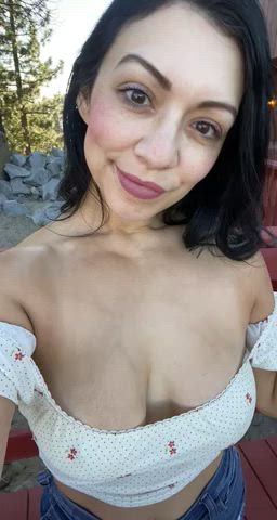 Brunette Freckles Latina MILF Outdoor clip