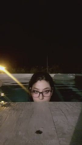 big tits glasses pool swimming pool clip