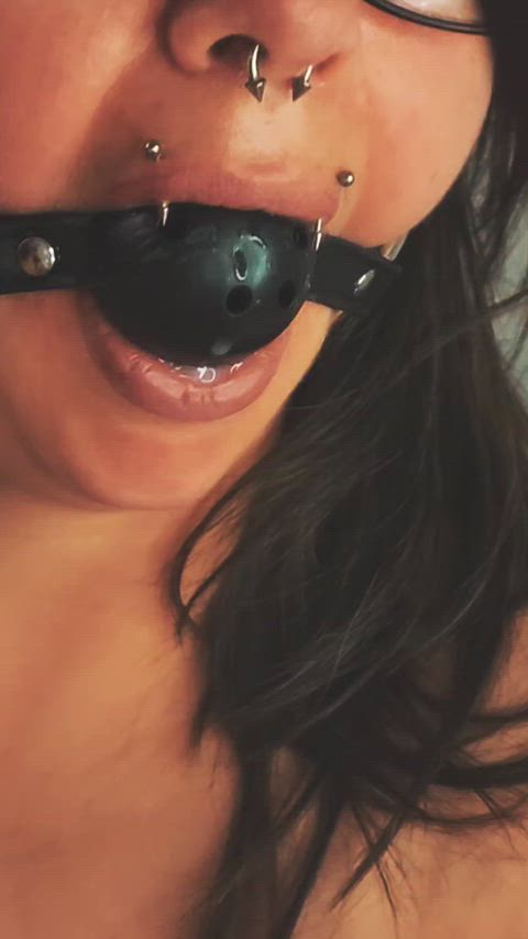 bdsm ball gagged bondage gag gagged glasses pierced piercing clip