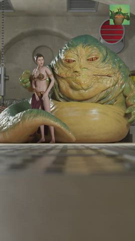 Leia gets a taste of Jabba's tongue (Pornunga34)