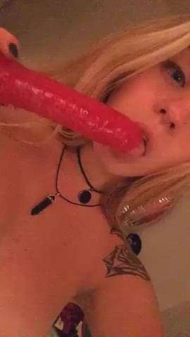 Blonde Sucking Dildo clip