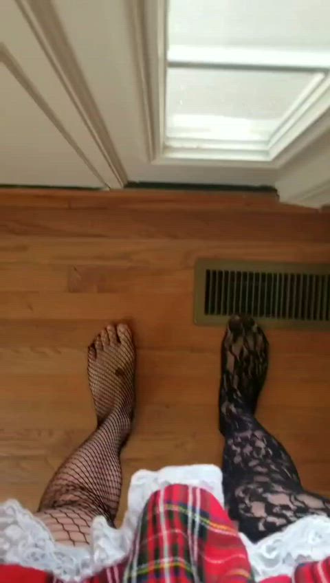 crossdressing feet femboy fishnet humiliation public sissy stockings clip