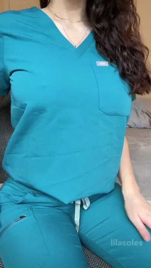 I've been waiting to drop my boobs out of my scrubs all day