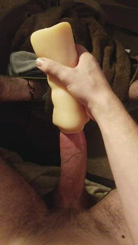 I love feeling my cock head pop out the other side