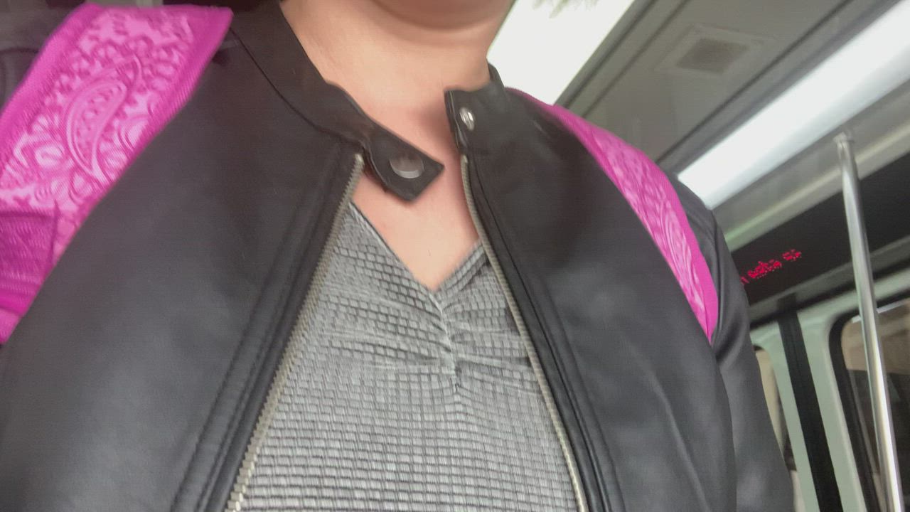 Oh, ya know, pulling my tits out on the train in between terminals [gif] ✈️