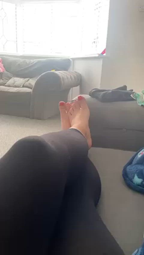 Wife teasing showing off her size 4 feet! Who wants more?