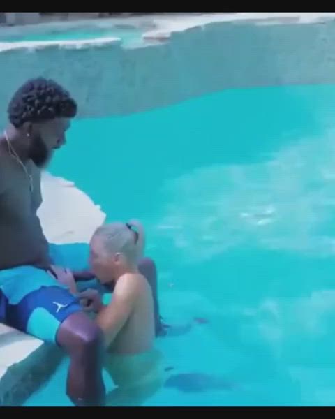 bbc big dick blonde blowjob pool swimming pool clip