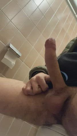 BWC jee we jerking &amp; cumming 🥵💦 in public toilet/ Big cock cumshot