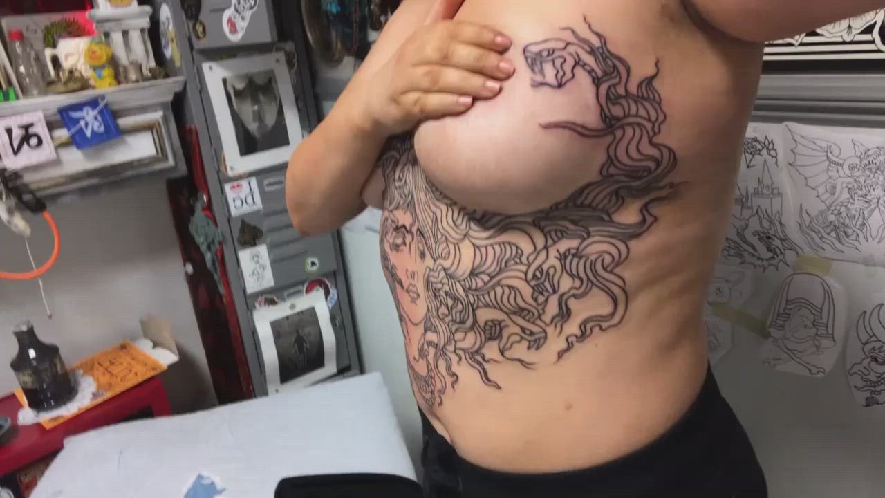 i’ve had this tattoo for 3 years now! here’s a titty drop from the day i got