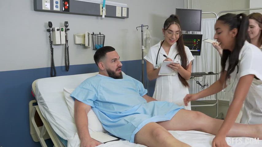 cock worship doctor examination fffm groping nurse handjob clip