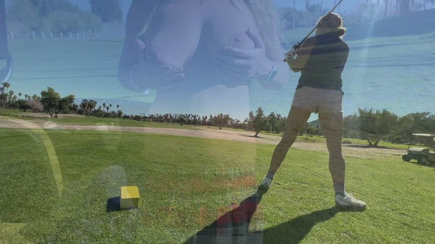 Dared to hole a round in a tiny schoolgirl dress!