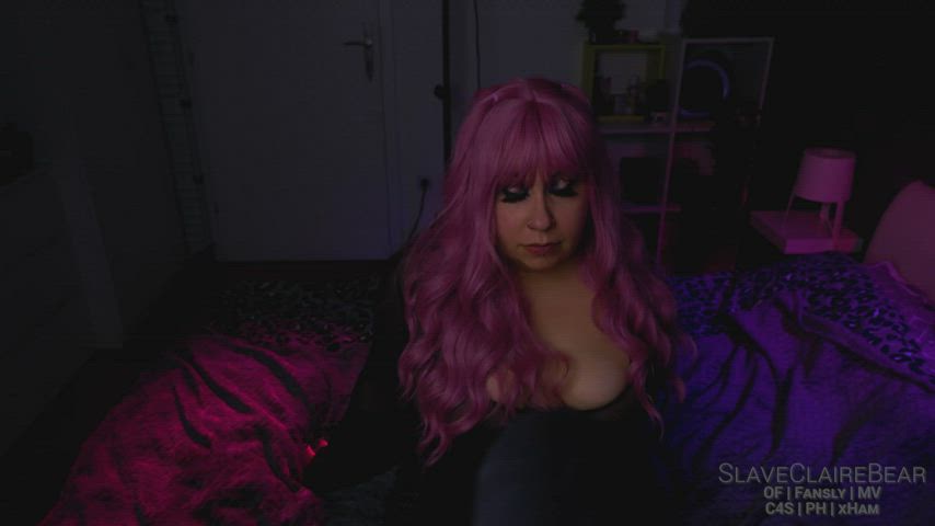blowjob chubby close up dildo eye contact licking pov role play sucking clip