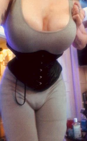 enhanced fuck doll. 605cc silicone tits. tightlaced waist training 👀 peep the