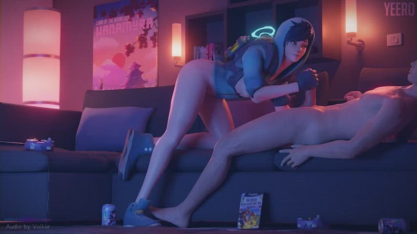 3D Animation Blowjob Overwatch Reverse Cowgirl Riding
