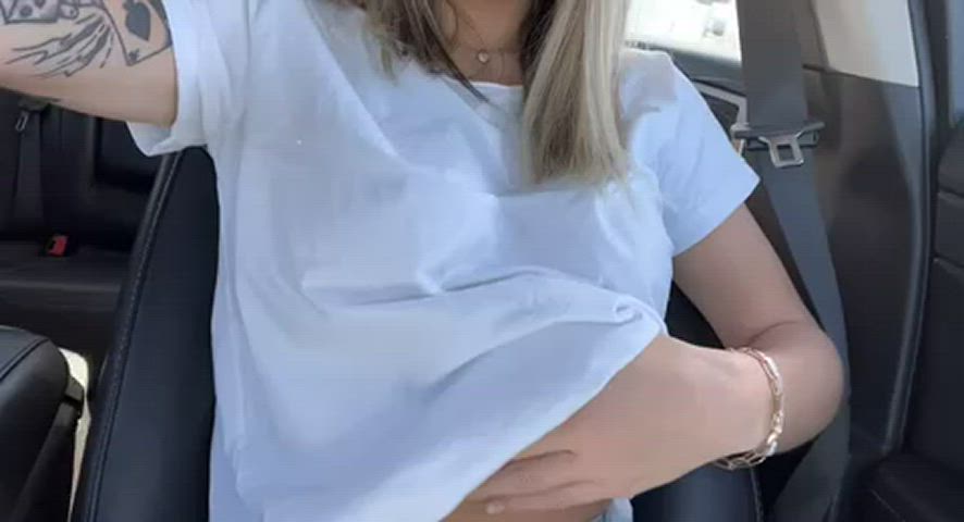 I love flashing my tits in the car!