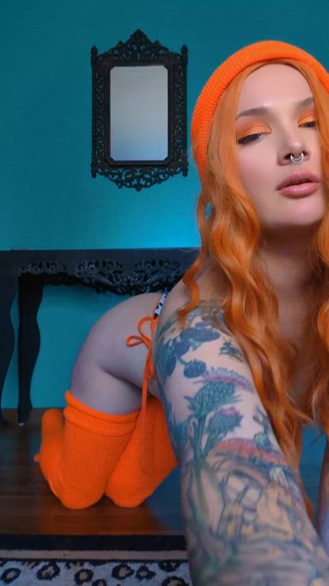 ass bikini cosplay goddess knee high socks natural tits redhead socks tattoo tease