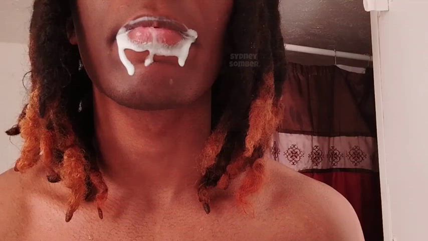 cum in mouth drool drooling long tongue sloppy spit spit on face tongue tongue fetish