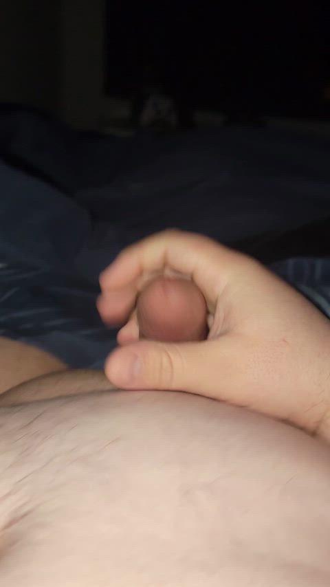 Milking my cock right before bed.