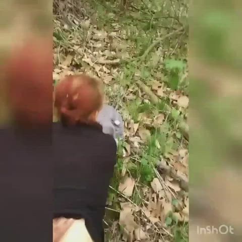 Redhead outdoor sex and creampie