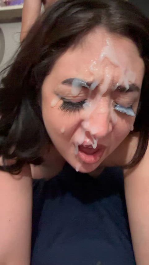 Fucked hard with so much cum on my face😛