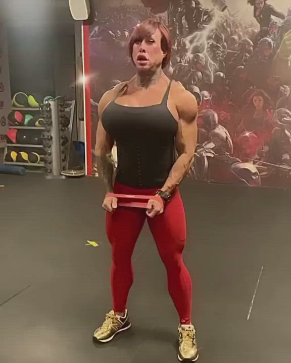 Bodybuilder Fake Fake Boobs Fitness Muscular Girl clip