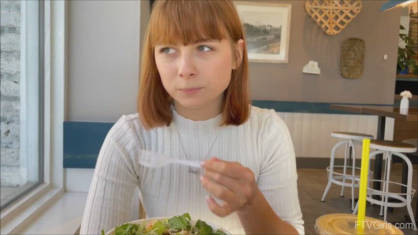 Blue Eyes Cute Flashing Public Redhead Shaved Pussy Skirt Teen Upskirt clip