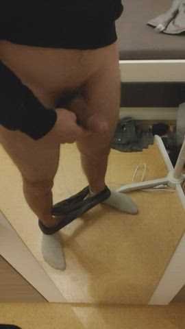 cock jerk off masturbating mirror penis clip