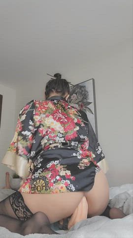 anal anal play asian ass dildo huge dildo japanese kimono riding clip
