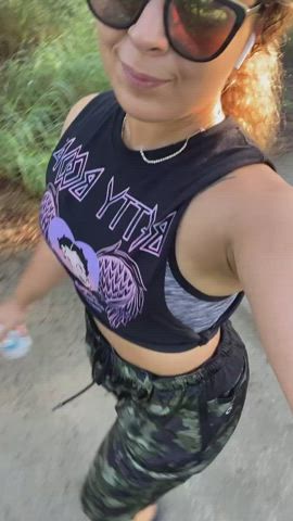 jiggling public selfie clip